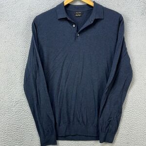 Massimo Dutti Wool Cashmere Blend Sweater Knit Polo Men Medium Black Long Sleeve